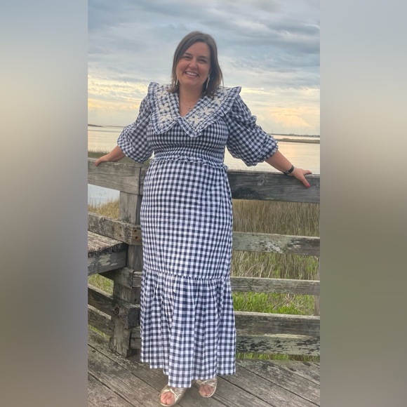 Sea New York Gina Blue and White Gingham Maxi Dress - Picture 7 of 12